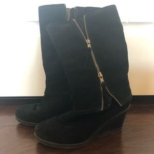GH Bass wedge heel suede boots